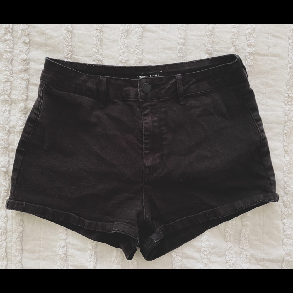 black denim shorts